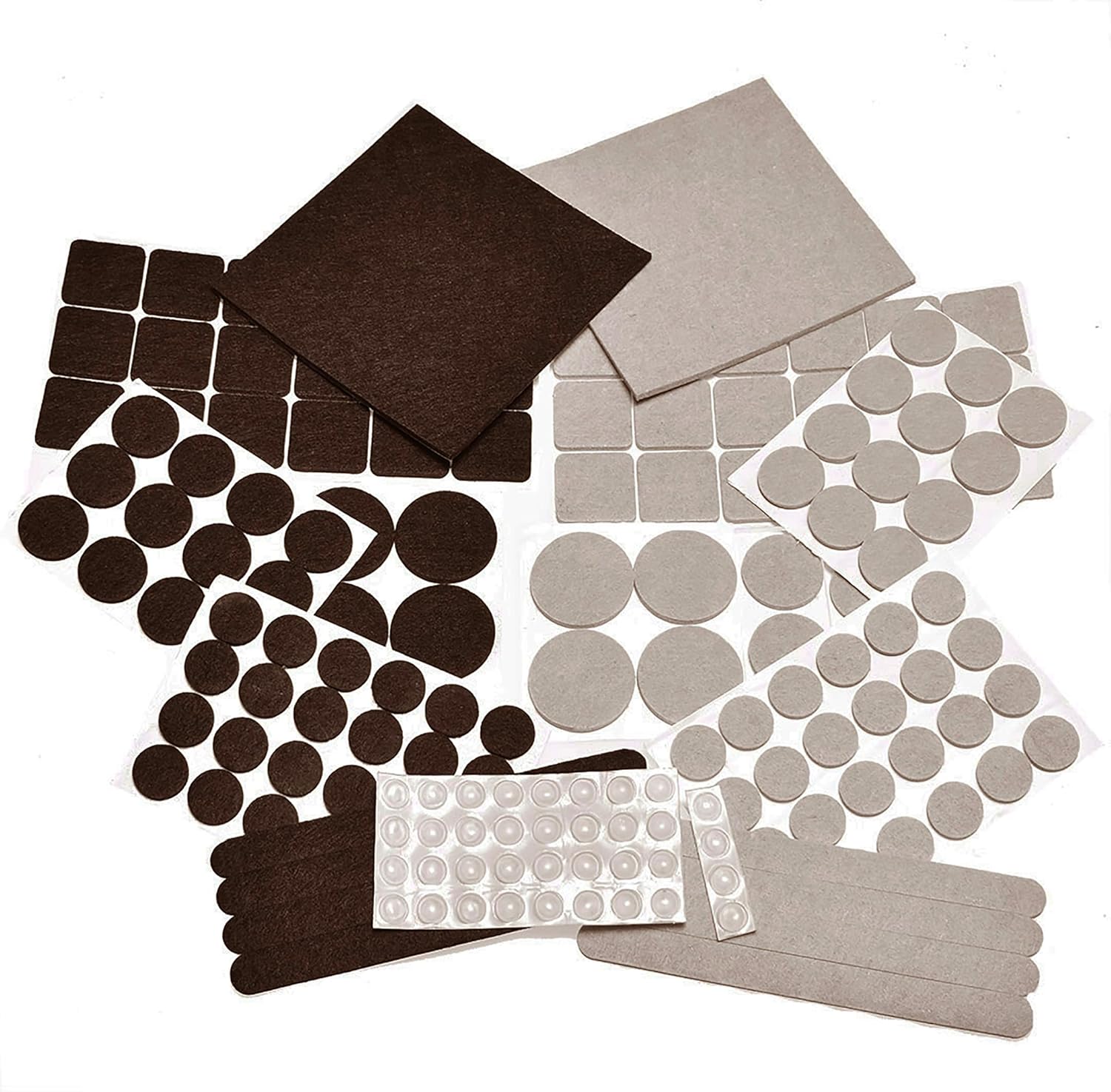 165 Piece Two Colors - Variety Size Furniture Felt Pads. Self Adhesive Pads with...