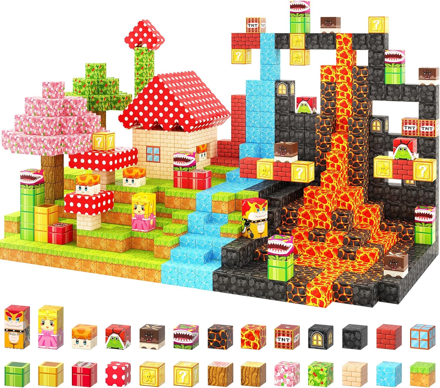 110PCS Magnetic Blocks - Build Mine Magnet World Magic Teleport Pipes Set, Build...