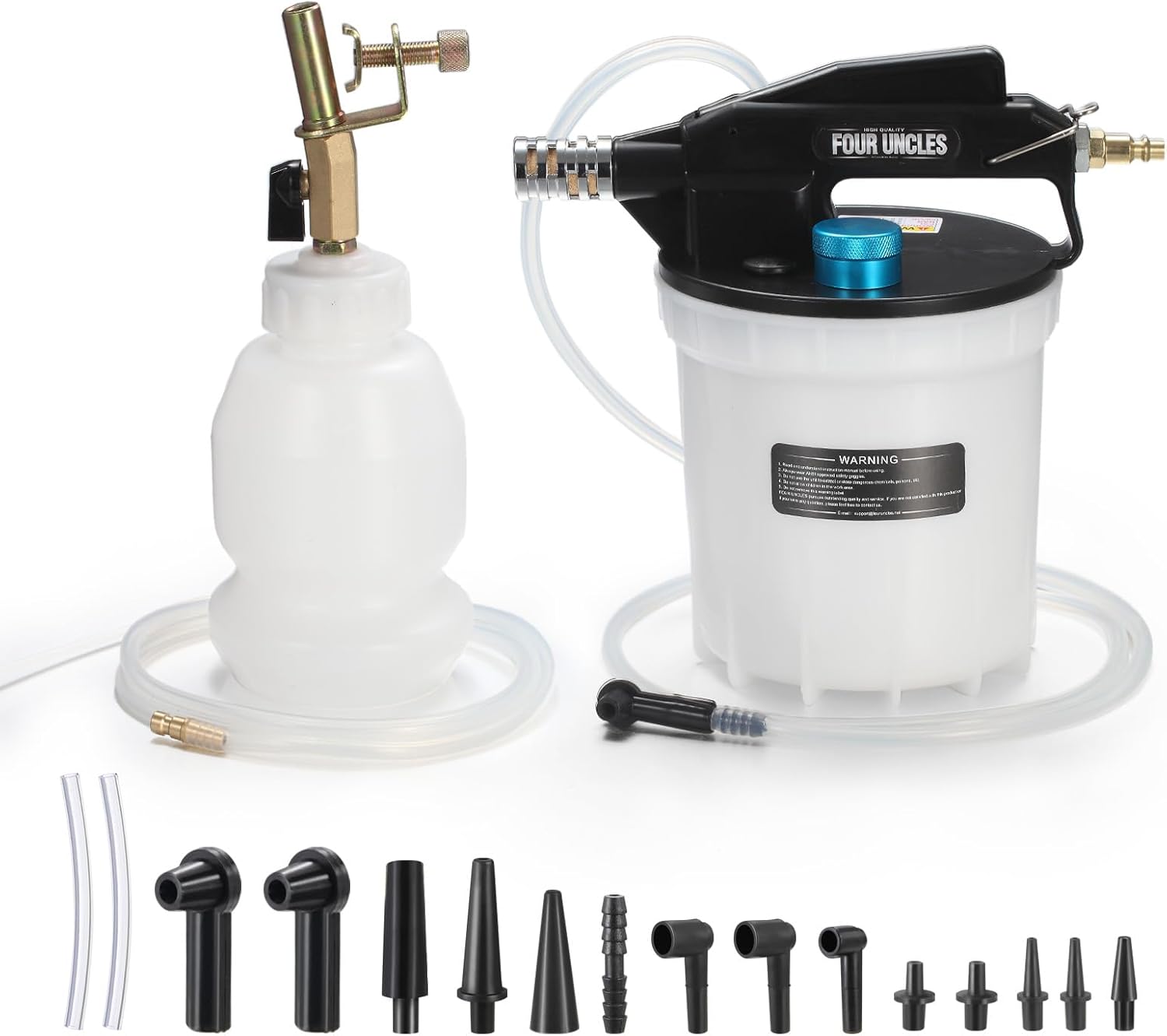 FOUR UNCLES 2L Brake Bleeder Vacuum Pump Kit - Pneumatic Brake Fluid Extractor w...