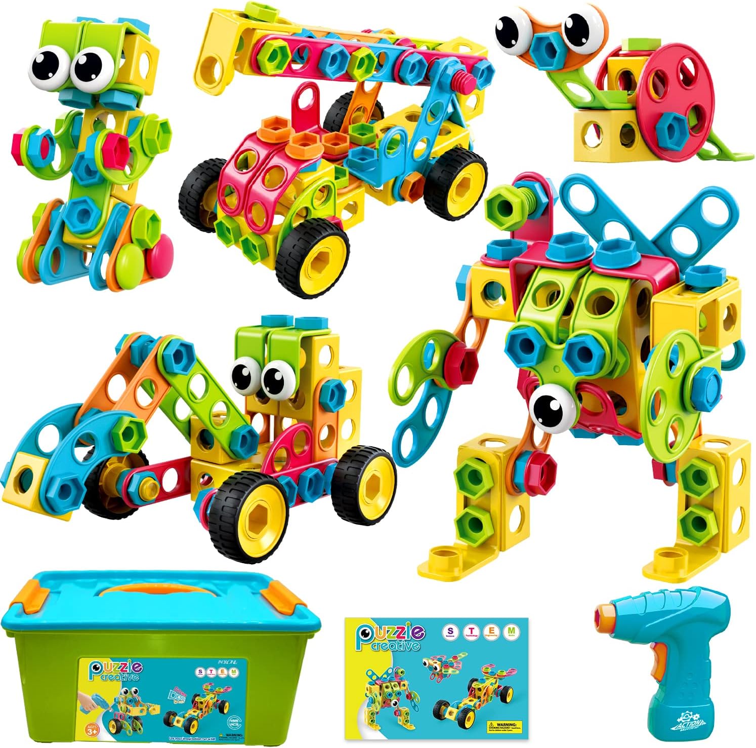NXONE 195 PCS Educational STEM Toys for Boys and Girls Ages 3 4 5 6 7 8 9 10 Con...