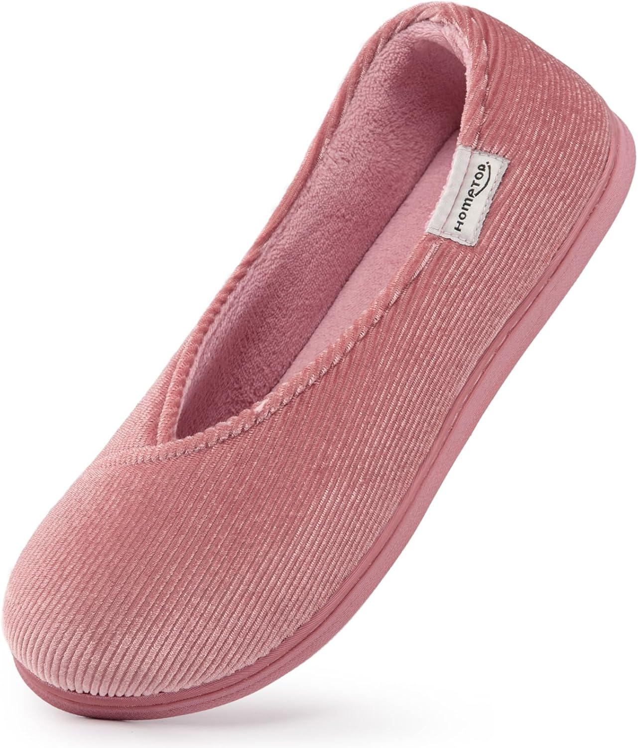 HomeTop Women's Cozy Corduroy Memory Foam Loafer Slippers, Closed Back House Sho...