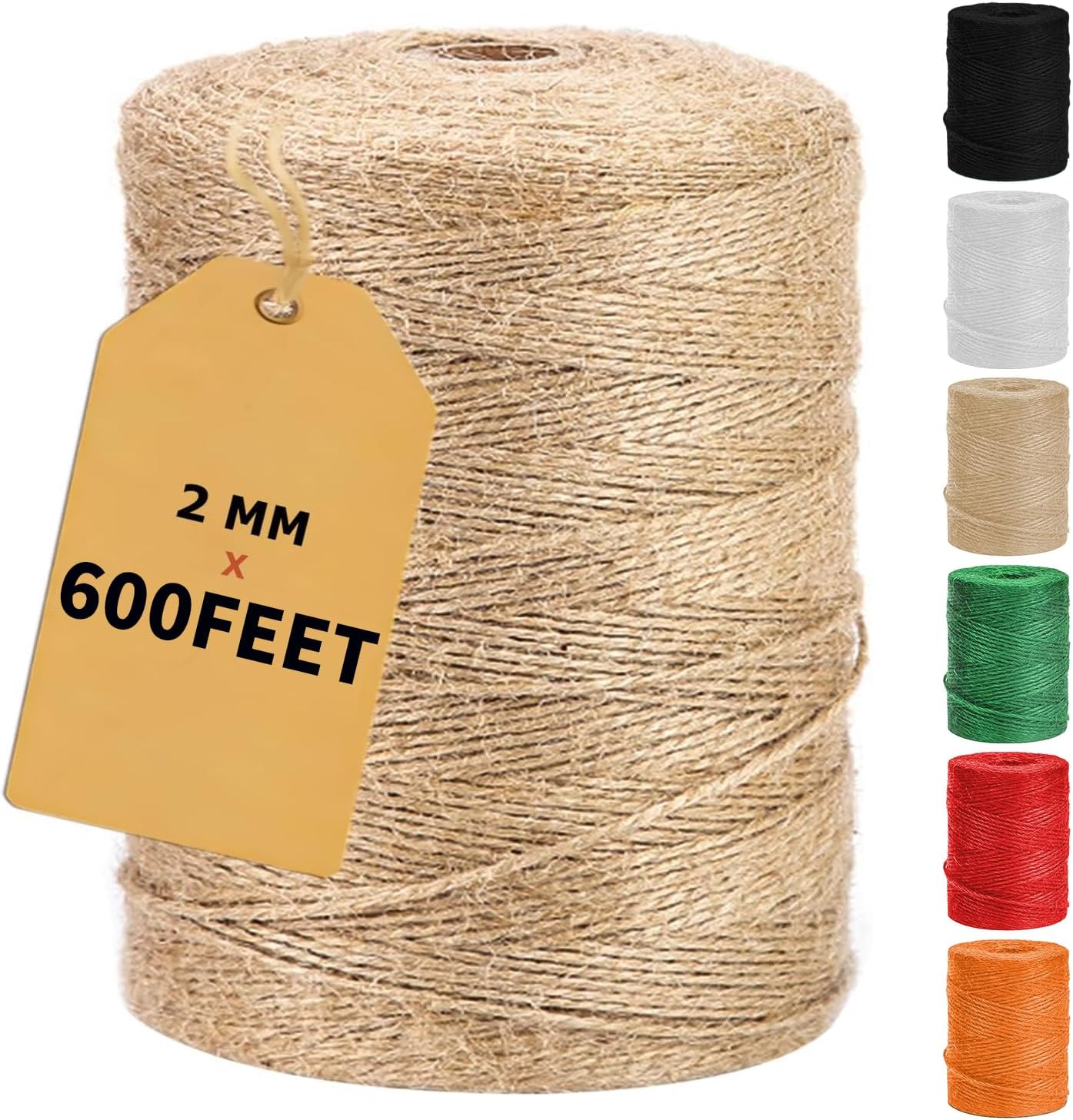 Vanhench 600Feet Natural Jute Twine String, Bulk Hemp Jute Rope Cord Twine for C...