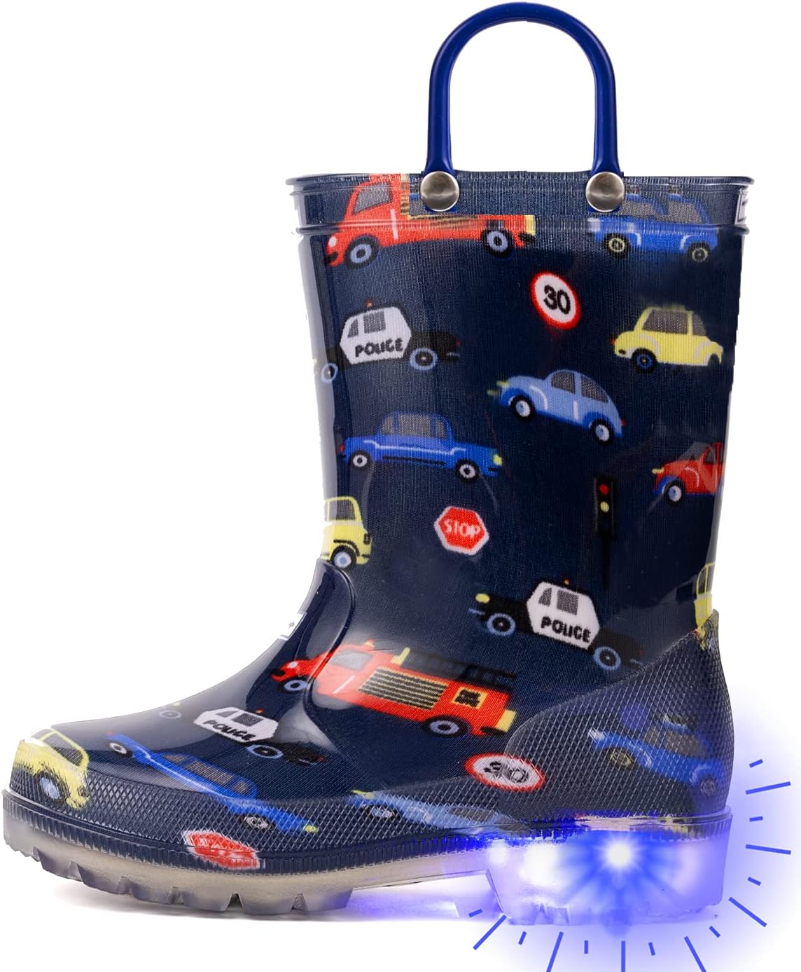 Outee Toddler Kids Adorable Lightwight Waterproof Rain Boots Light Up by Steps 5...