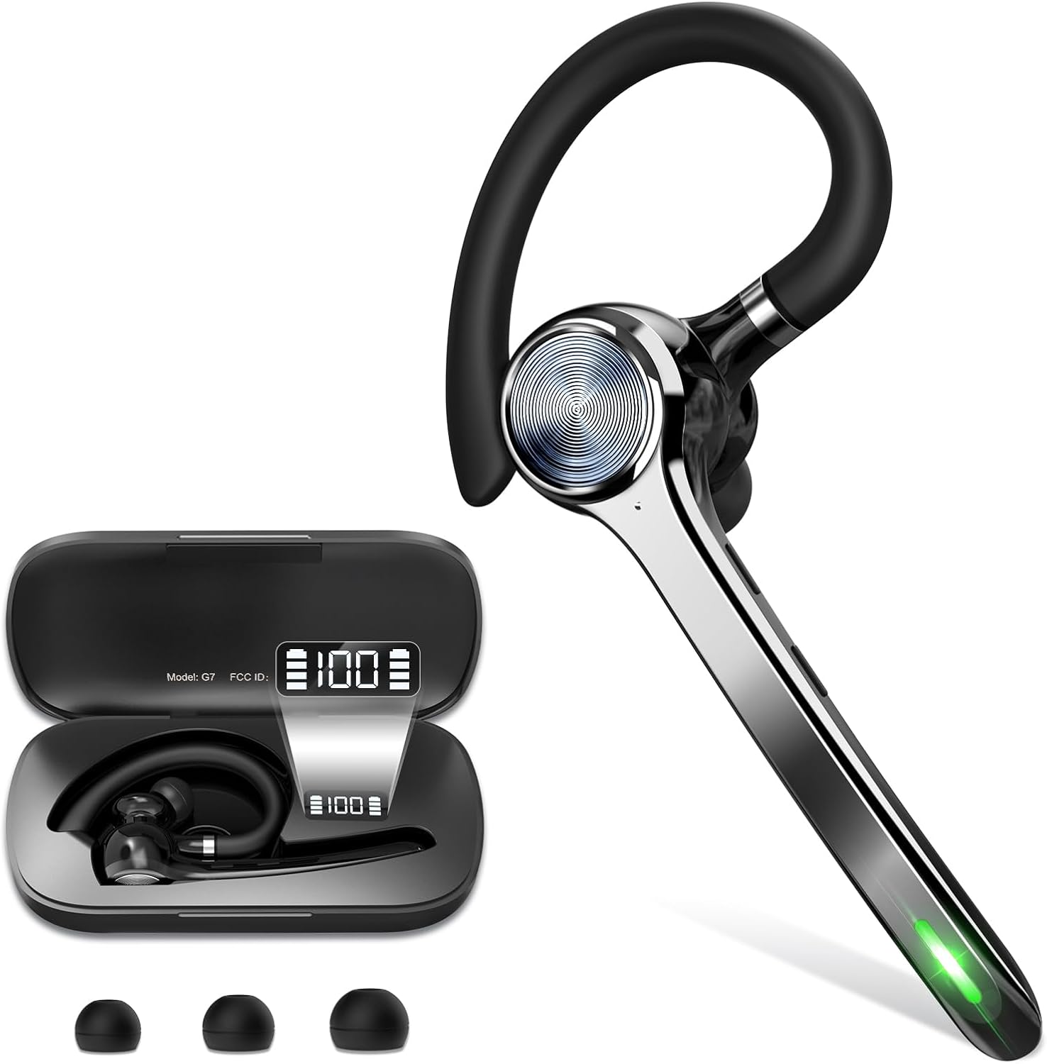 Bluetooth Headset, Wireless Bluetooth Earpiece with 500mAh Charging Case 72 Hour...