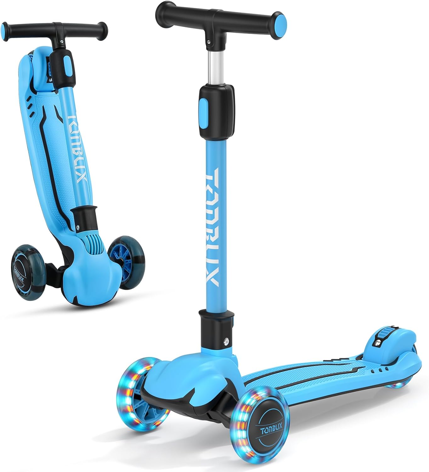 TONBUX Kids Scooter, Light Up 3 Wheel Kick Scooters for Kids 3-5, Folding Scoote...