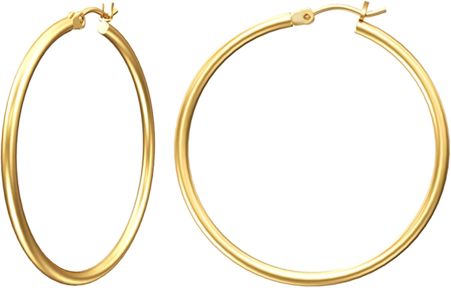 Gacimy Gold Hoop Earrings for Women 14K Real Gold Plated Hoops with 925 Sterling...