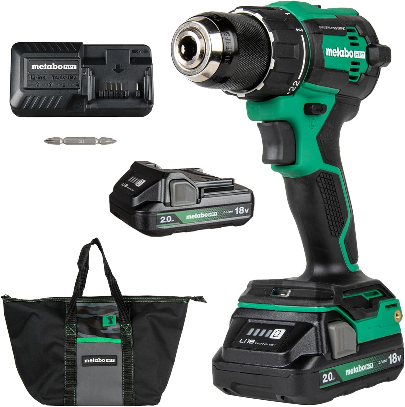 Metabo HPT 18V MultiVolt™ Cordless Driver Drill Kit | 620 in-lbs of Torque | Com...