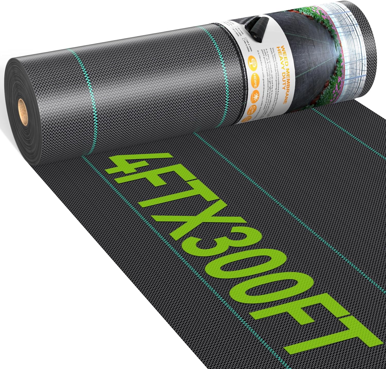 4ftx300ft Weed Barrier Landscape Fabric Heavy Duty, Woven Weed Control Cloth, Wo...