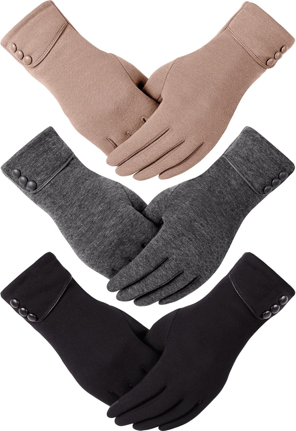 Dimore 3 Pairs Winter Gloves for Women Cold Weather Girls With Touch Screen Fing...