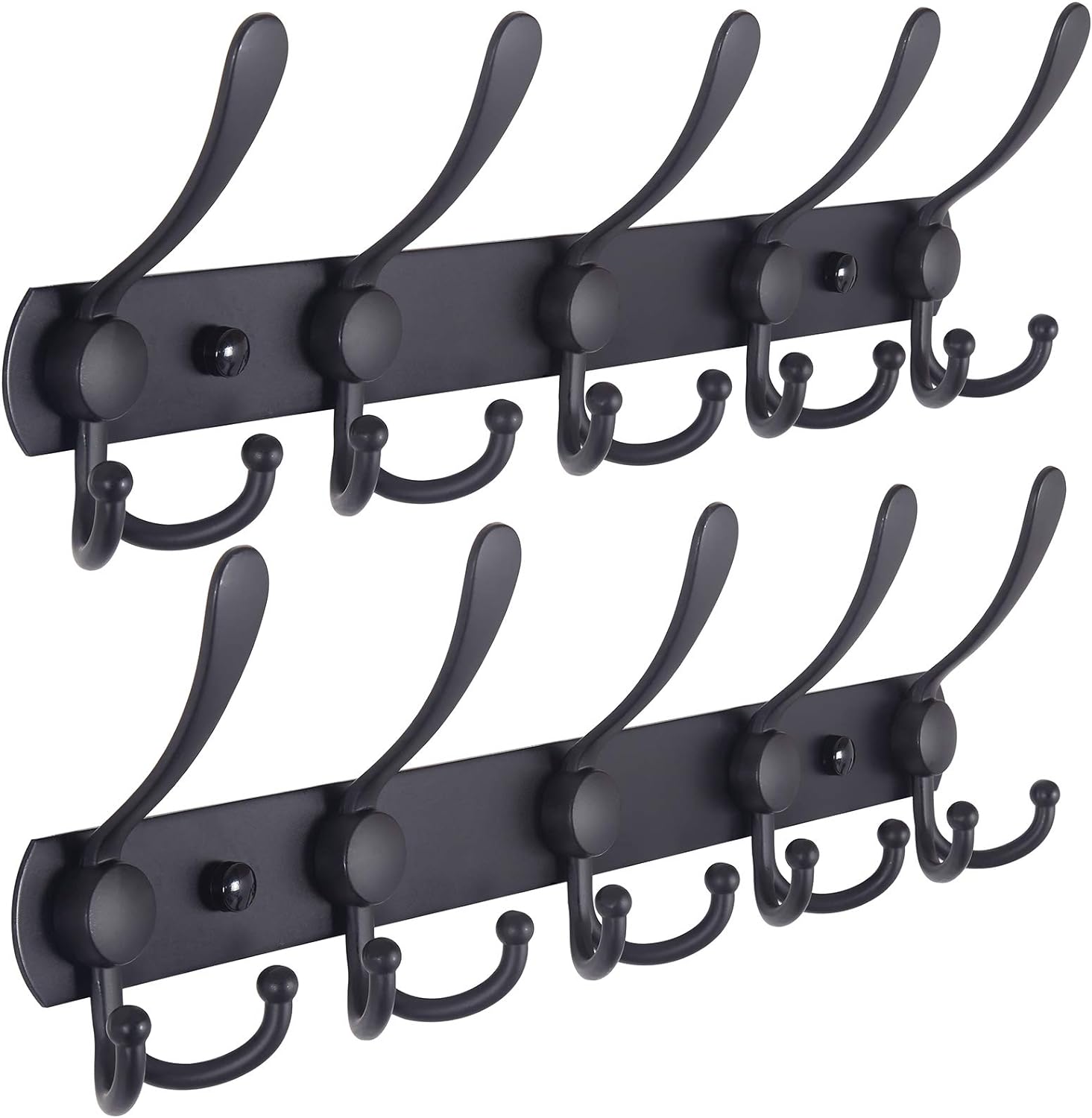 Dseap Coat Rack Wall Mounted - 5 Tri Hooks, Heavy Duty, Stainless Steel, Metal C...