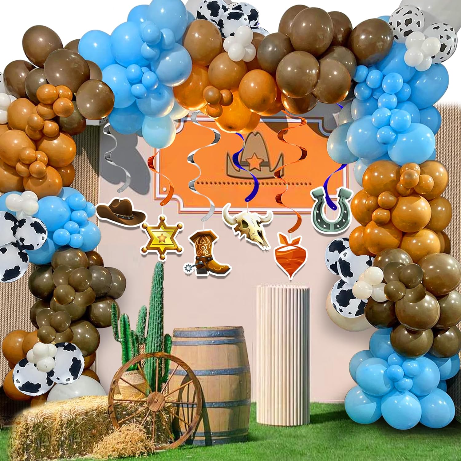 183 PCS Western Cowboy Party Decorations Horse Theme Balloon Garland Kit for Bab...