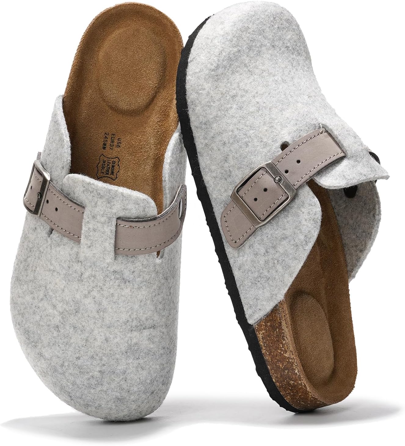 Project Cloud Women’s Genuine Suede Footbed Clogs for Women - Memory Foam Arch S...