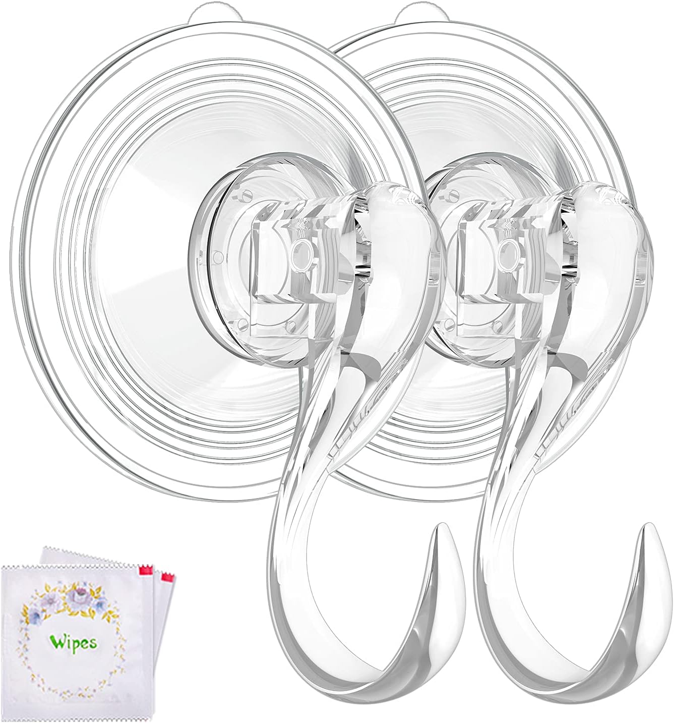 VIS'V Wreath Hanger, Large Clear Heavy Duty Suction Cup Wreath Hooks with Wipes...