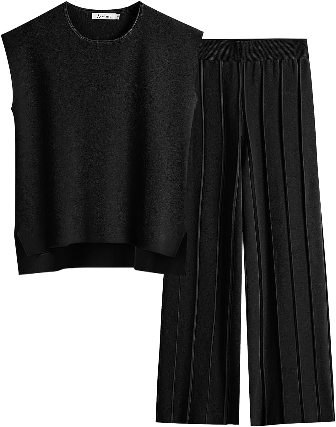 ANRABESS Women 2 Piece Outfits Casual Summer Sleeveless Tops Knit Pants Sweater...