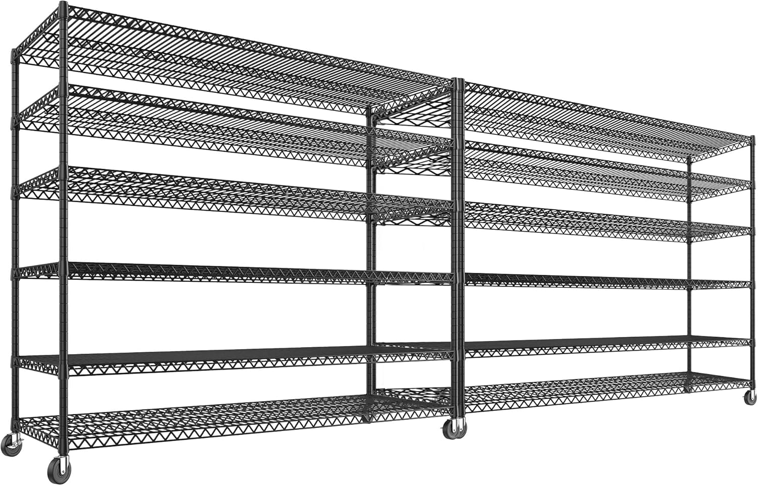 REIBII 60''W X 82.6" H Steel Heavy Duty Wire Shelving Unit with Wheels, 6-Tier A...