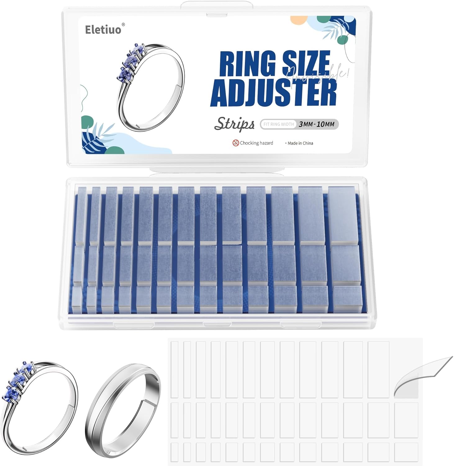 ELETIUO Invisible Ring Size Adjuster for Loose Rings,6 Sheets-234 Pcs Transparen...