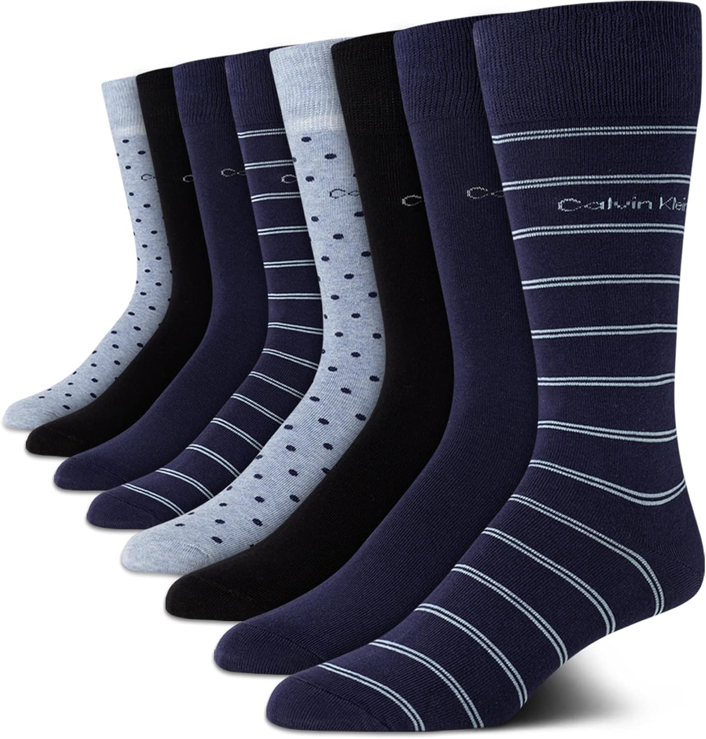 Calvin Klein Men's Crew Socks - 8 Pack Cotton Blend Performance Patterned Dress...