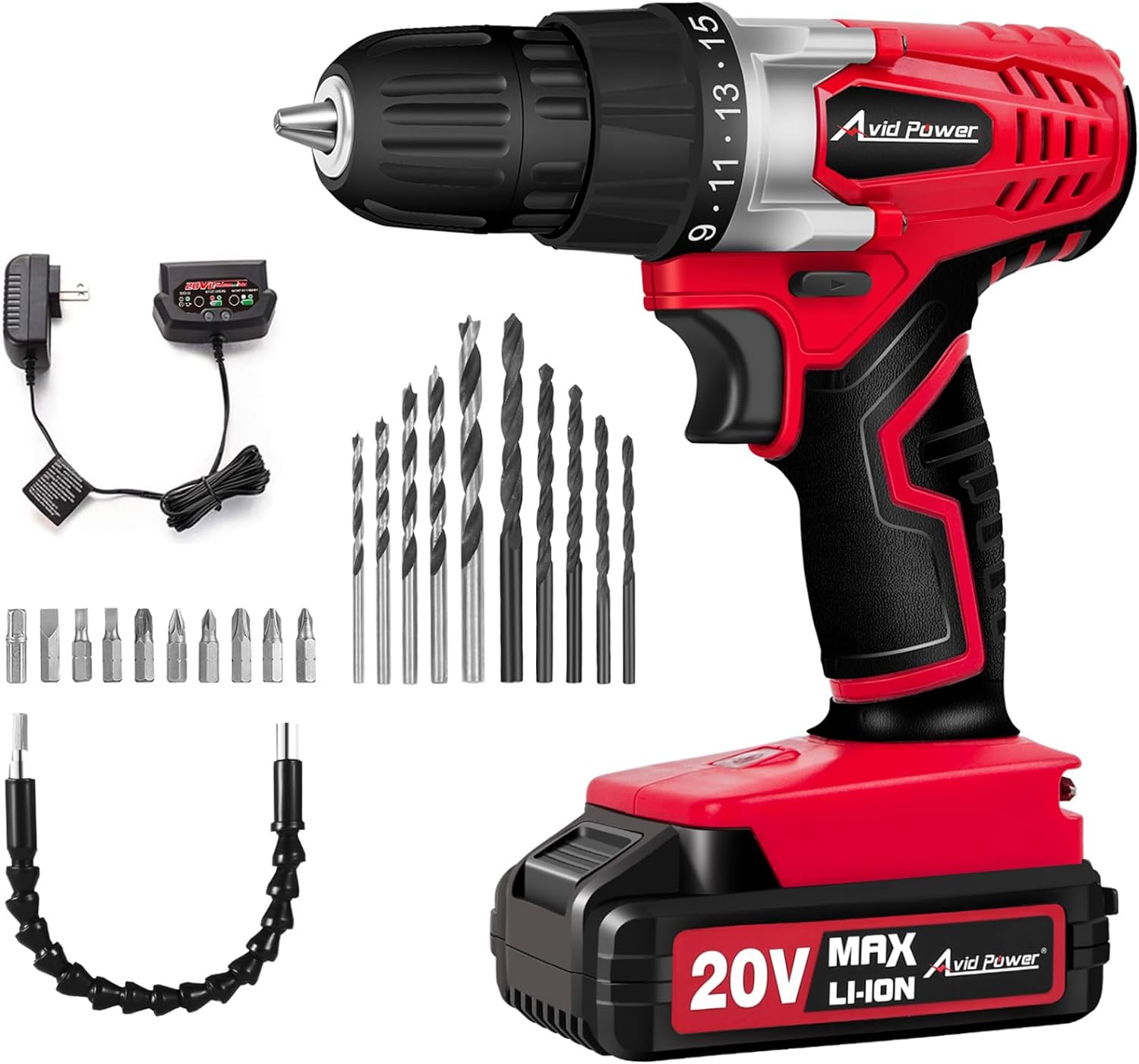 AVID POWER 20V MAX Lithium lon Cordless Drill Set, Power Drill Kit with Battery...