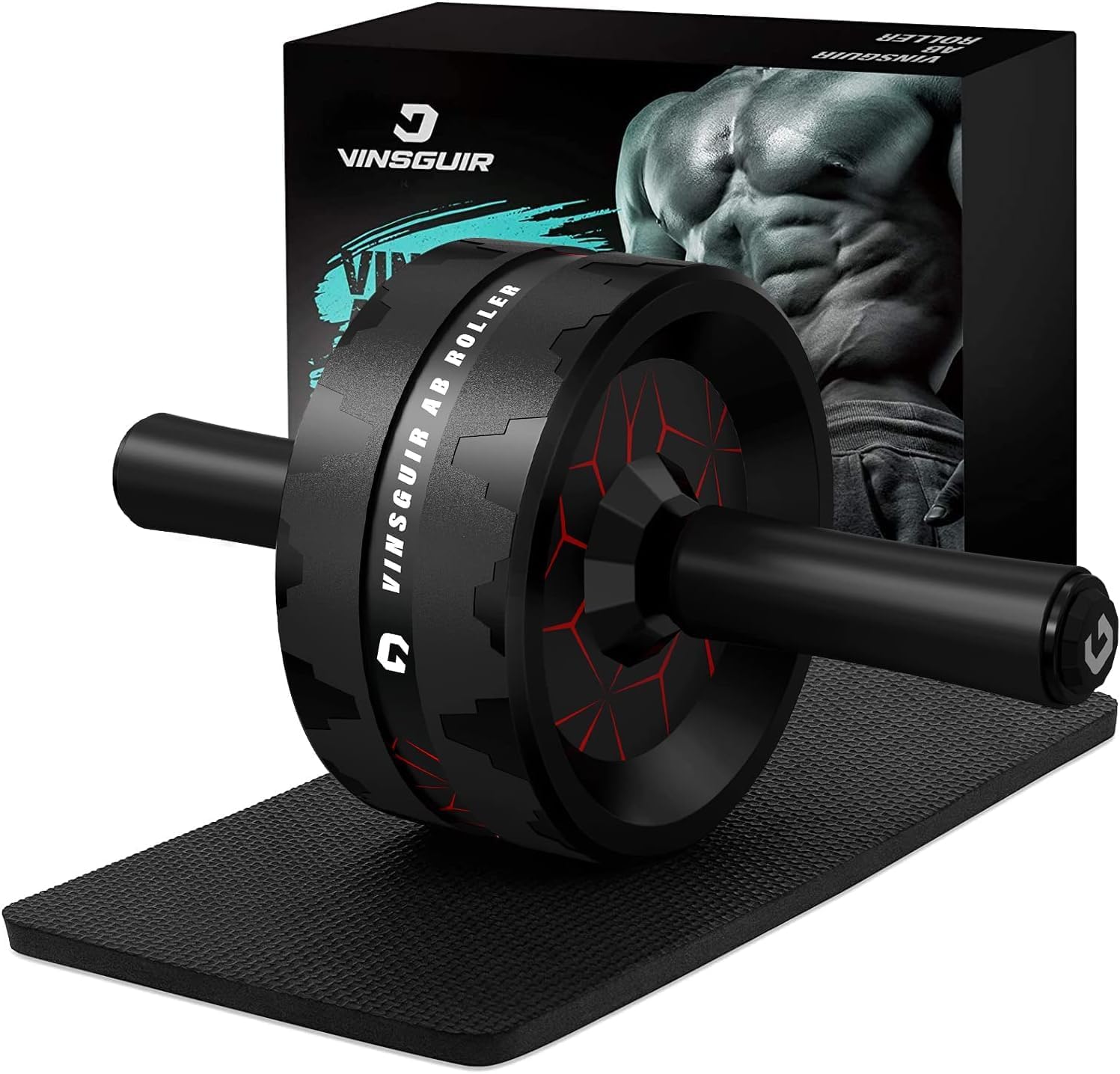 VINSGUIR Ab Roller Wheel, Abs & Core Workout Equipment for Home Gym with Knee Pa...