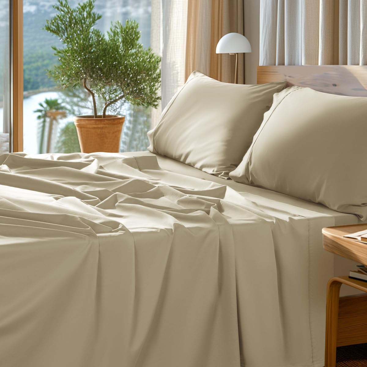 SONORO KATE 100% Egyptian Cotton Sheets Set - 1000 High Thread Count, Luxury 5-S...