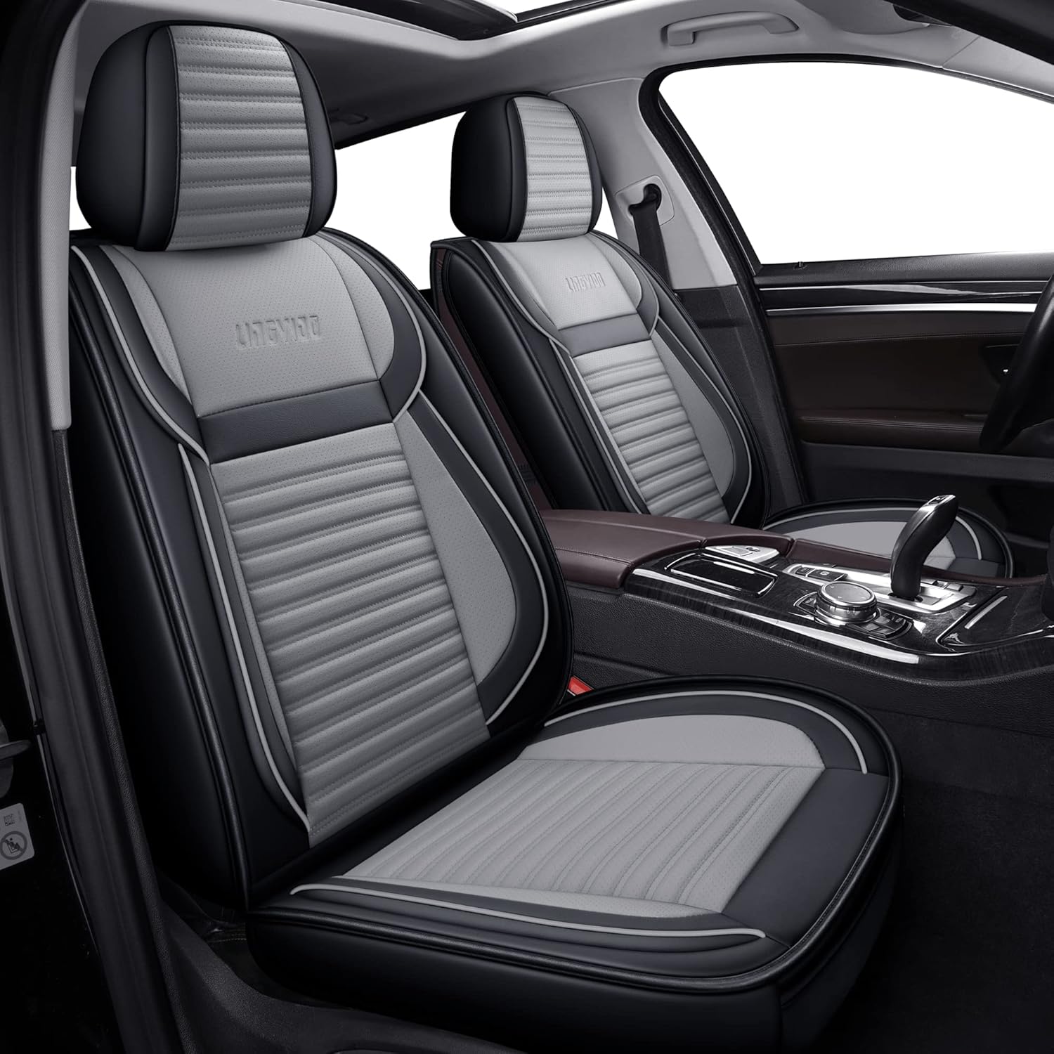 LINGVIDO Leather Car Seat Covers,Breathable and Waterproof Faux Leather Automoti...