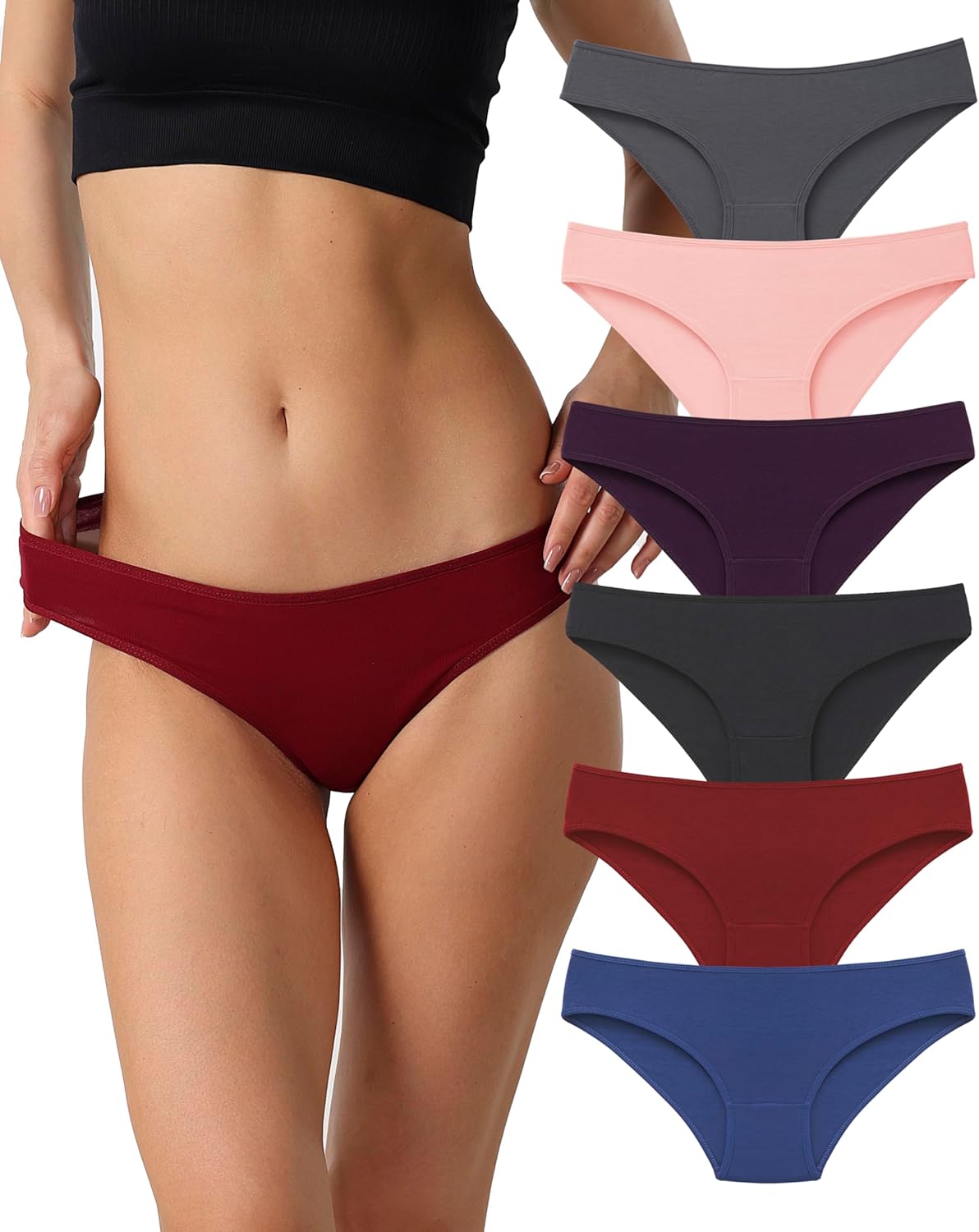 la notte Women’s Bikini Underwear Breathable Cotton Panties for Womens 6 Pack La...