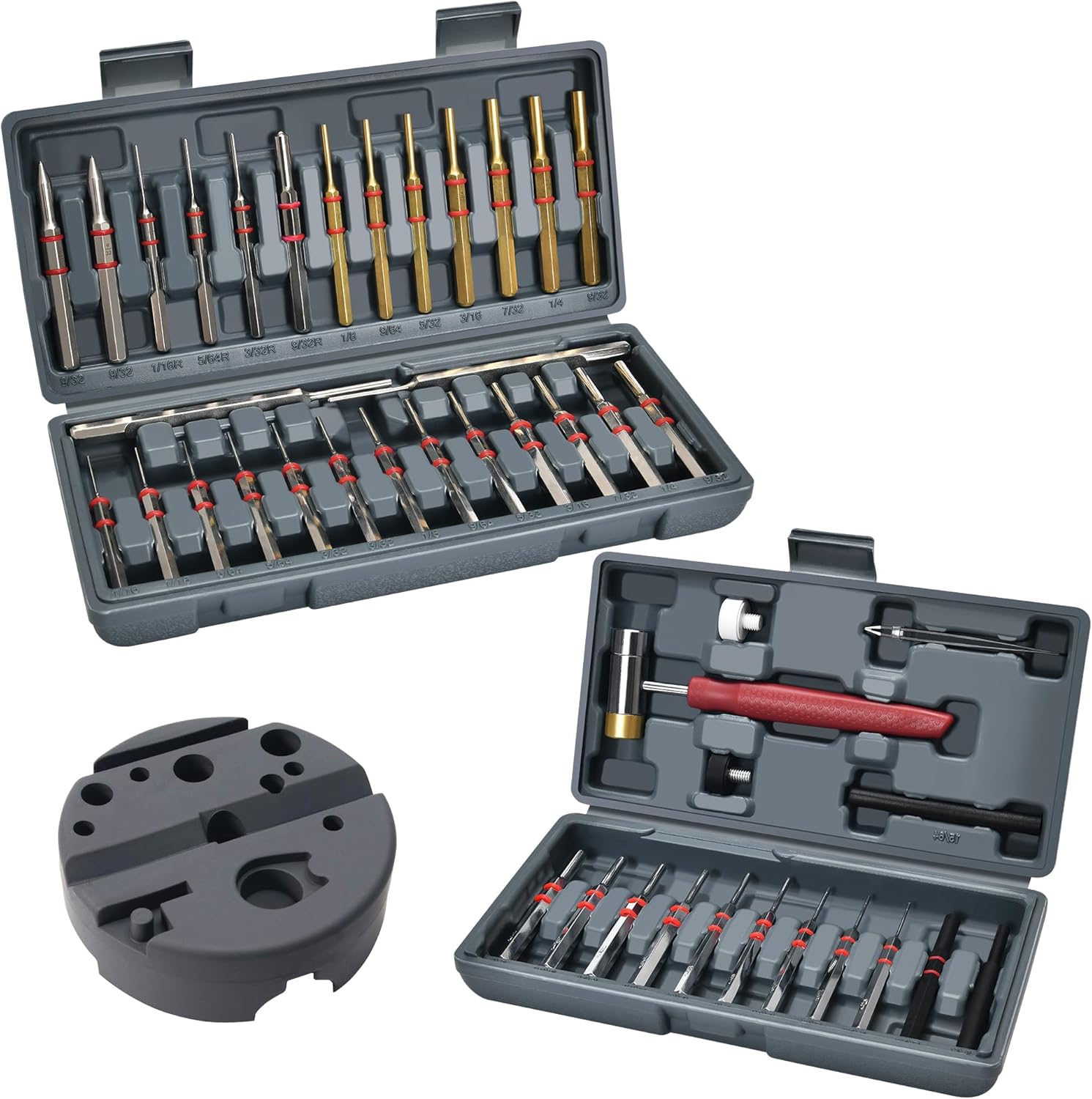 Pin Punch Set, 40PCS Steel and Brass, Mechanical Repair Tool with Hammer, Bench...
