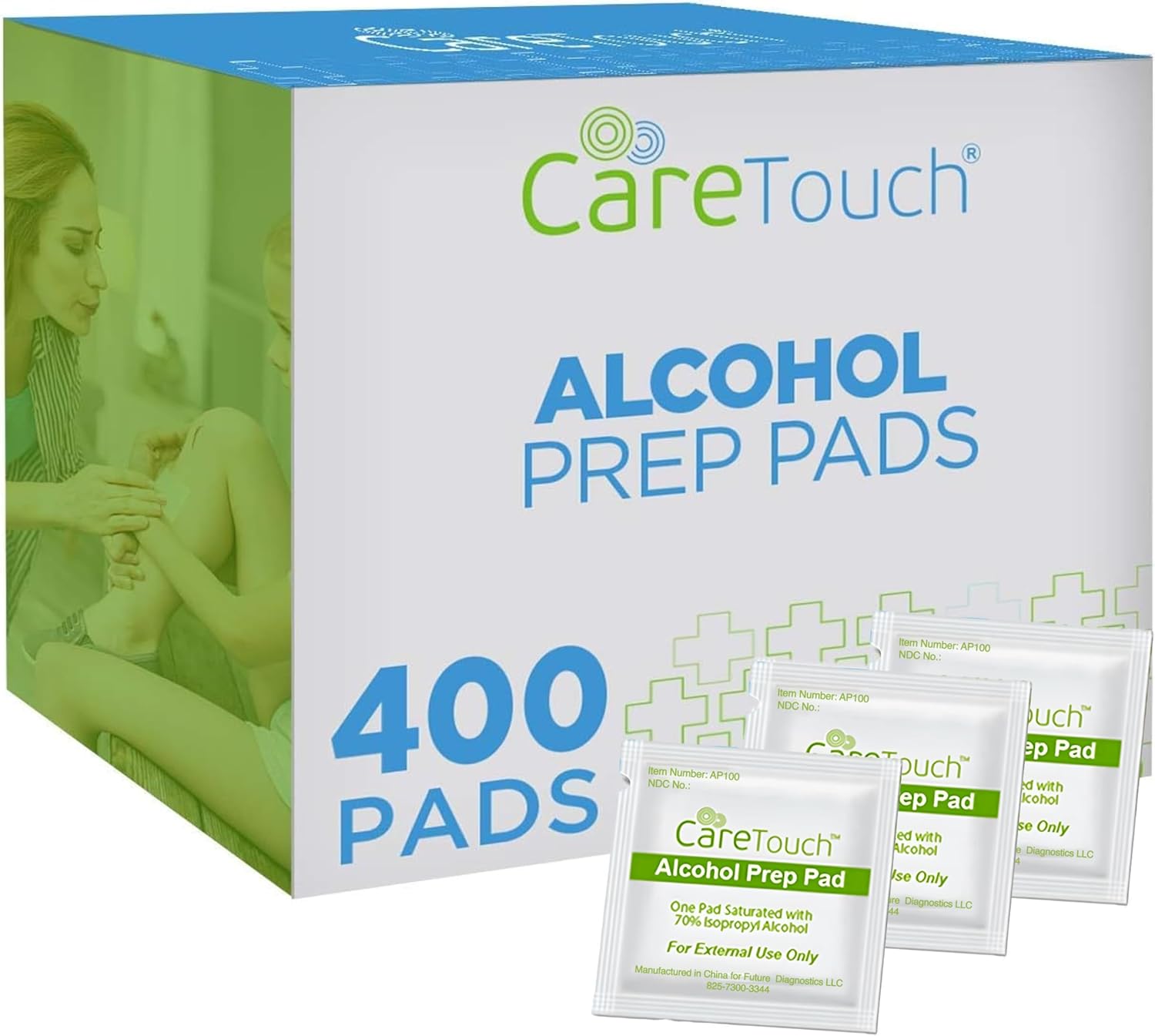 Care Touch Alcohol Wipes Individually Wrapped - Prep Pads with 70% Isopropyl Alc...
