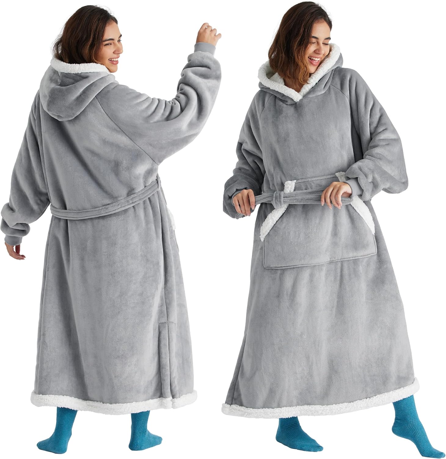 Bedsure Wearable Blanket Hoodie Women - Long Sherp...