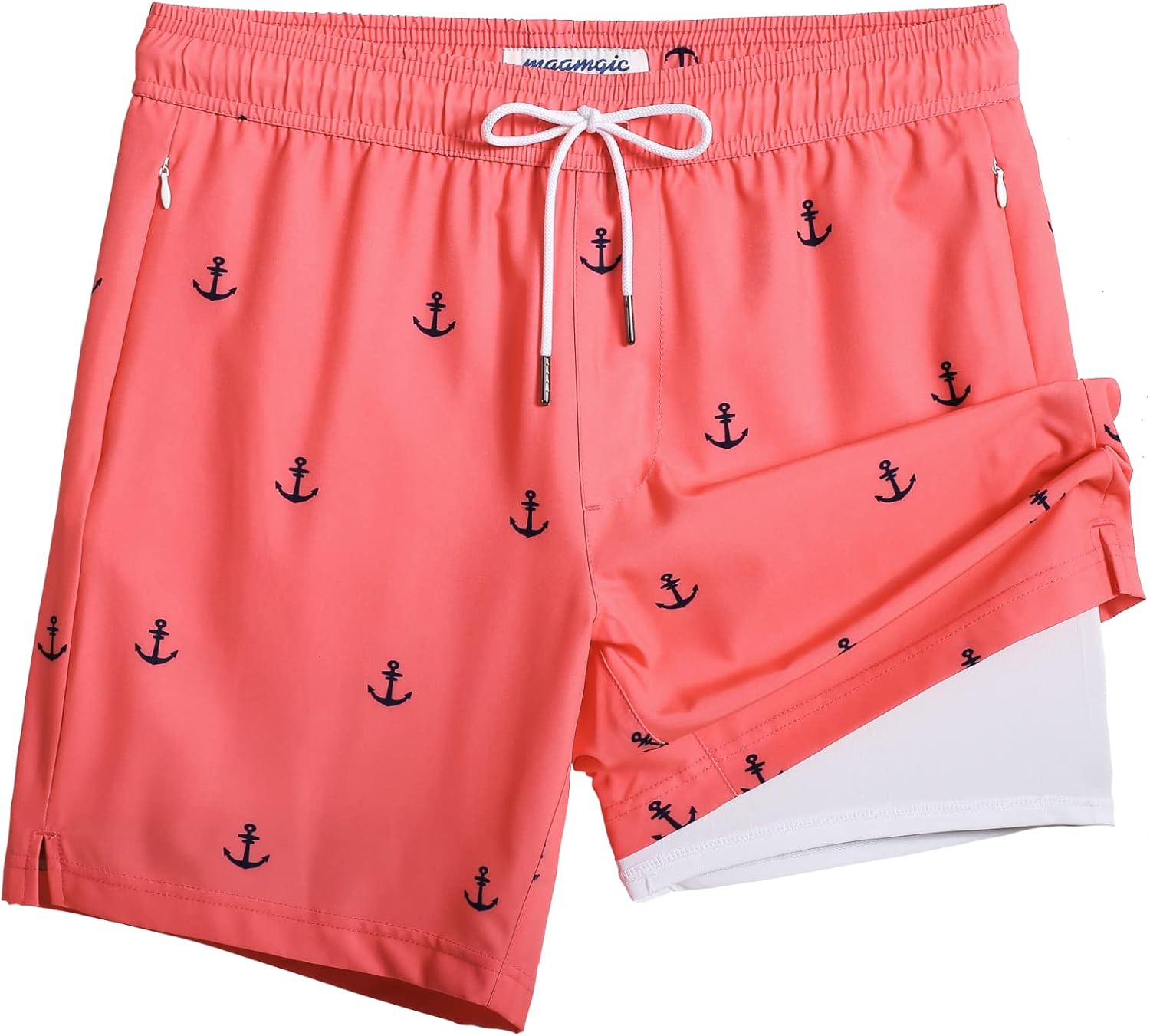 maamgic 2 in 1 Mens Swim Trunks 7 Inch Swim Shorts Swim Suits Board Shorts Mediu...