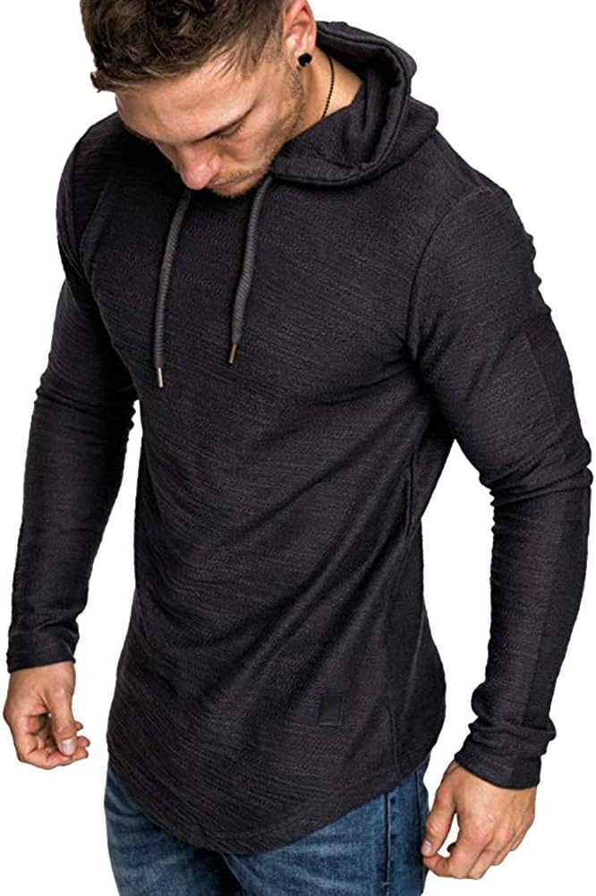 Lexiart Mens Fashion Athletic Hoodies Sport Sweatshirt Solid Color Fleece Pullov...