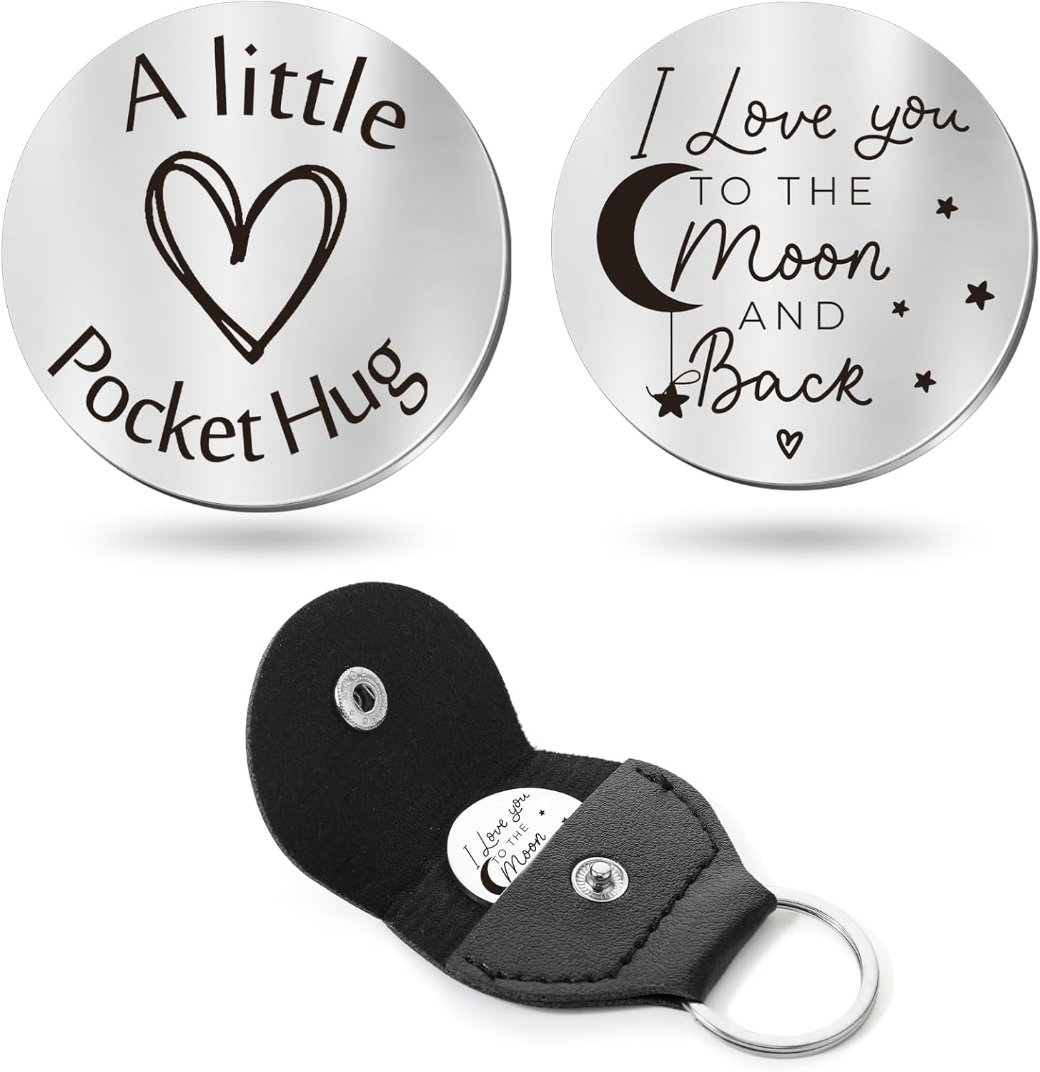Sureio Pocket Hug Token Long Distance Relationship Keepsake Stainless Steel Doub...