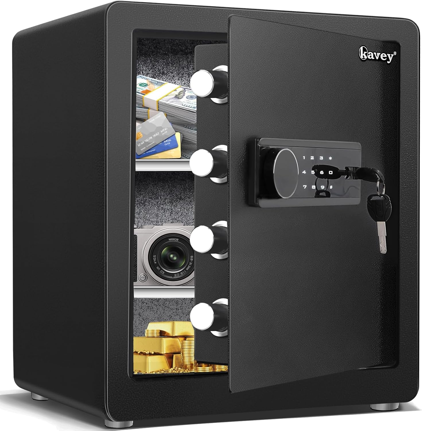 Kavey 2.0 Cub Safe Box, Home Safe with Backlit Touch Screen Keypad and Dual Alar...
