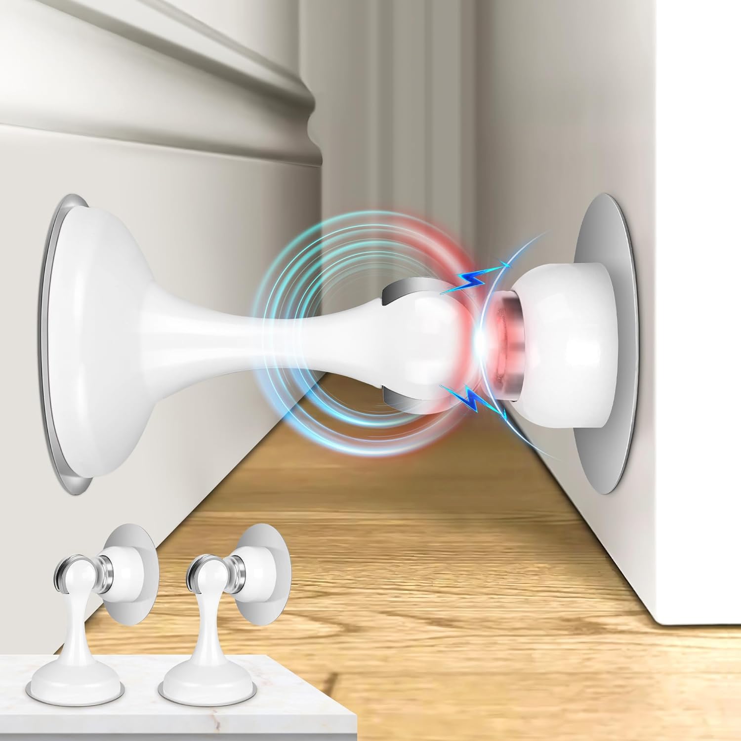 Crosize Magnetic Door Stoppers 2 Pack, Stainless Steel Door Stops for Wall and F...