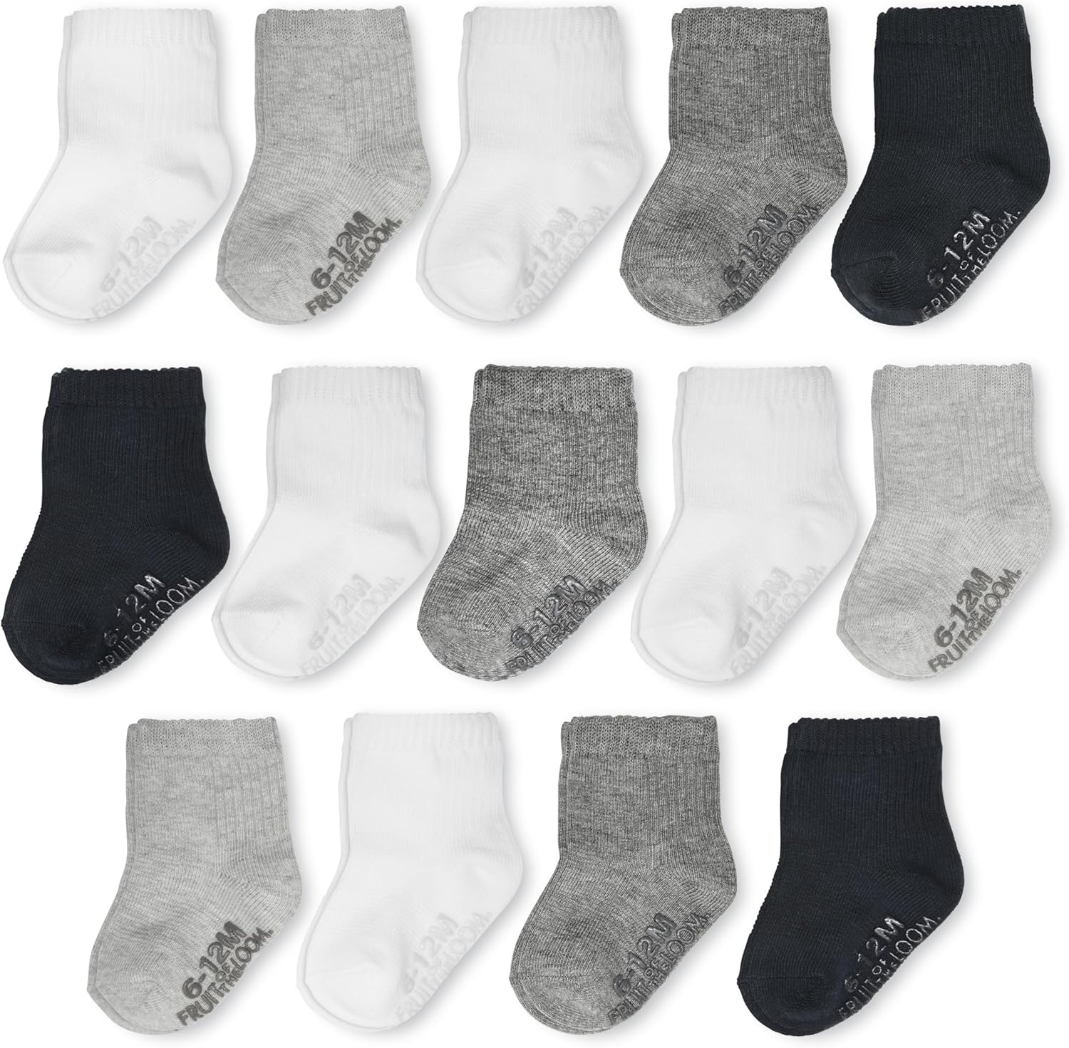 Fruit of the Loom Baby 14-Pack Grow & Fit Flex Zones Cotton Stretch Socks - Unis...