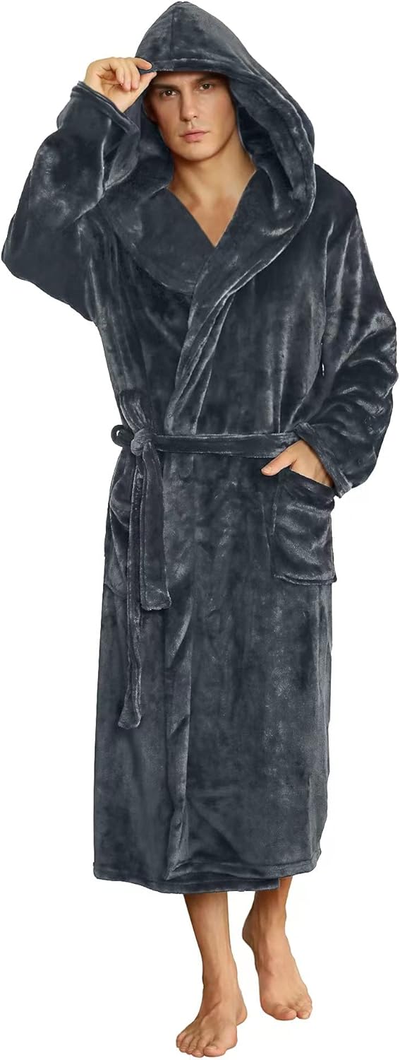 U2SKIIN Mens Hooded Robe, Plush Robes for Men Long Fleece Bathrobe Large-X-Large...