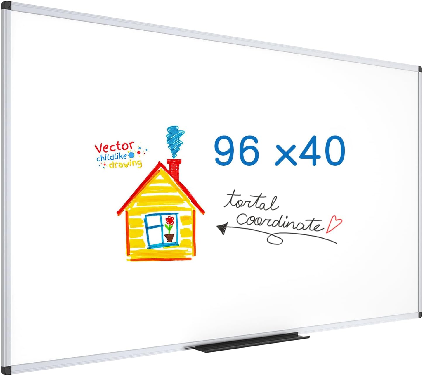 VIZ-PRO Dry Erase Board/Magnetic Whiteboard, 96 X 40 Inches, Silver Aluminum Fra...