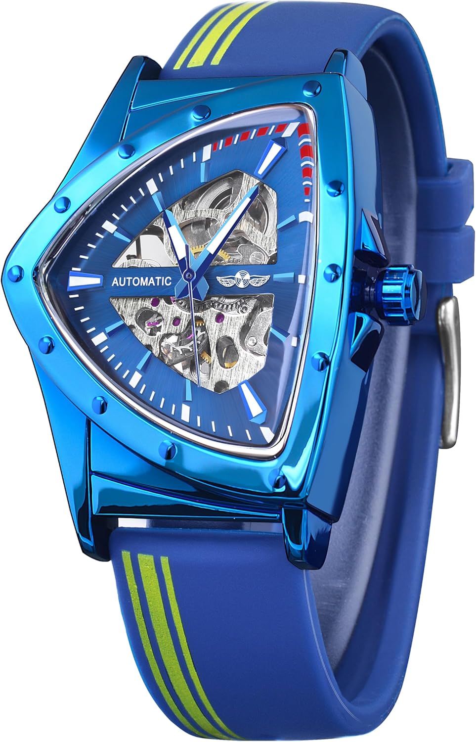 FORSINING Skeleton Watches for Men, Automatic Mechanical Watch with Triangle Dia...