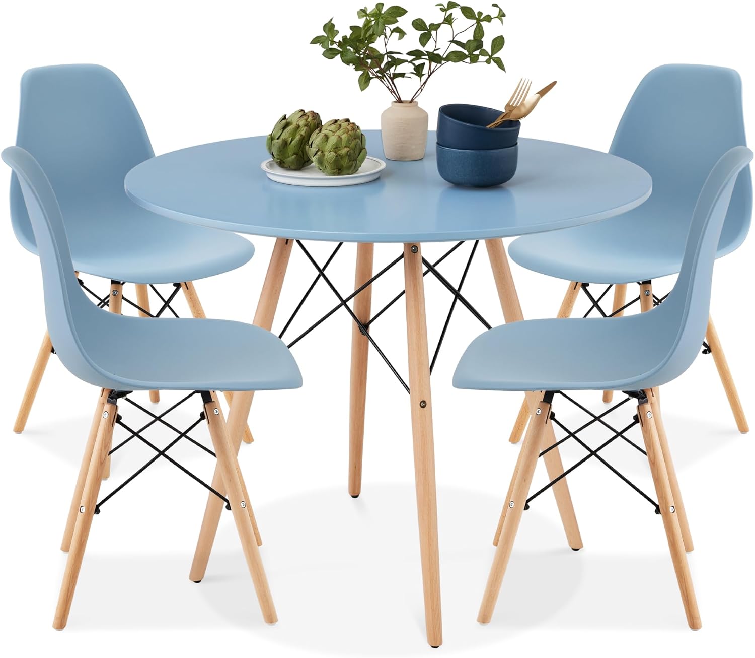 Best Choice Products 5-Piece Dining Set, Compact Mid-Century Modern Table & Chai...