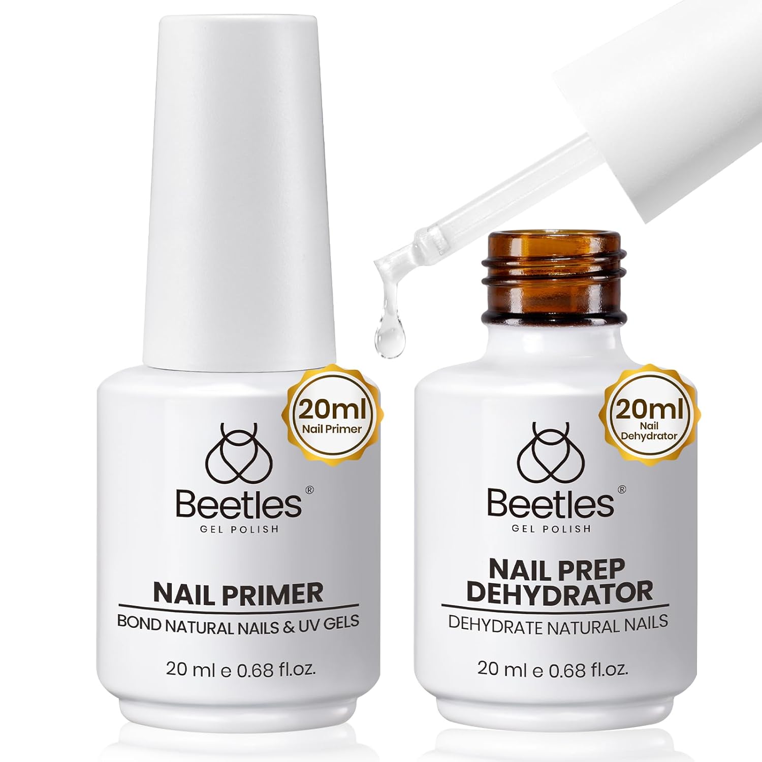 Beetles 20ml Nail Dehydrator and Primer, Large Capacity Acid Free Natural Nail P...