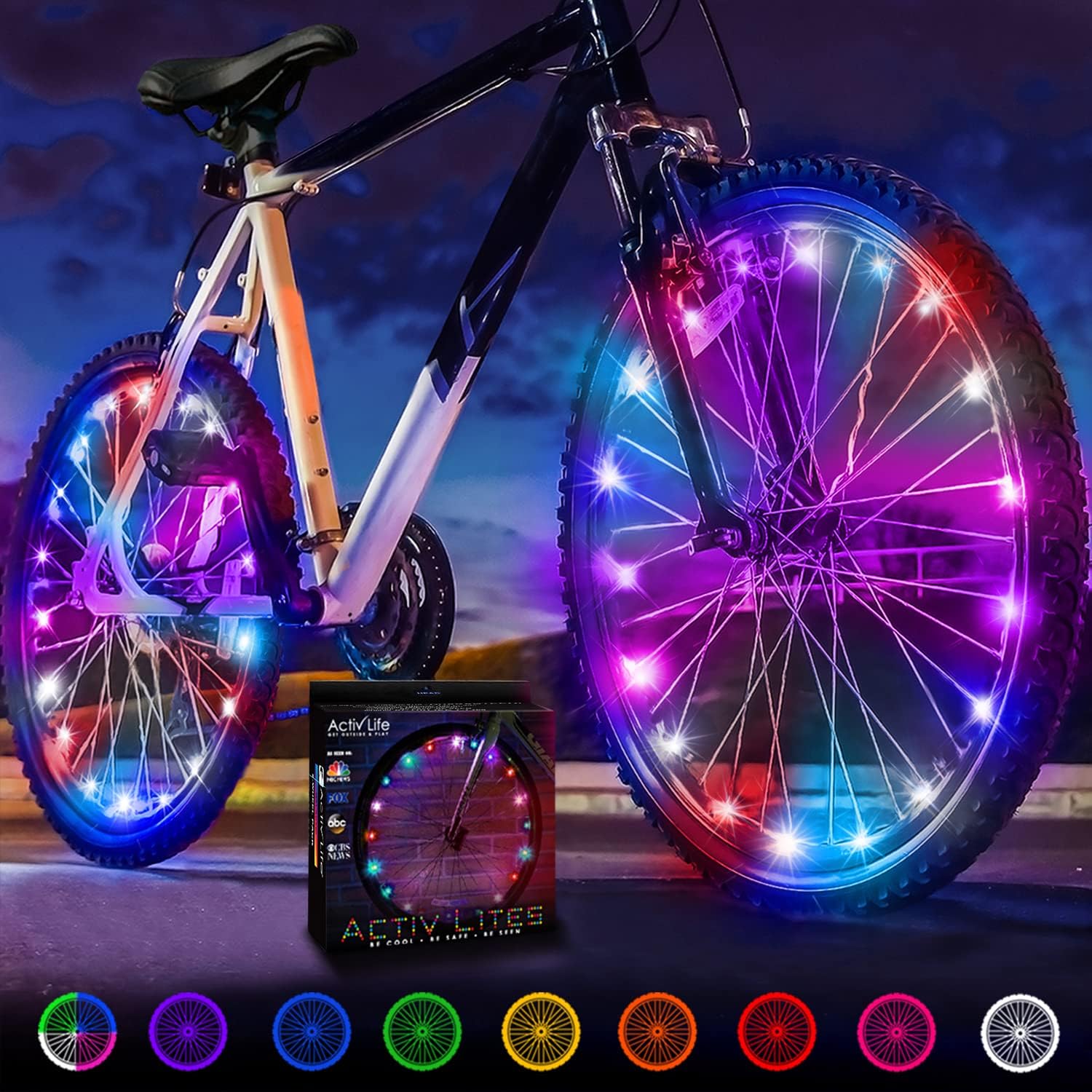 Activ Life 2-Tire Pack LED Bike Wheel Lights with Batteries Included, Get 100% B...