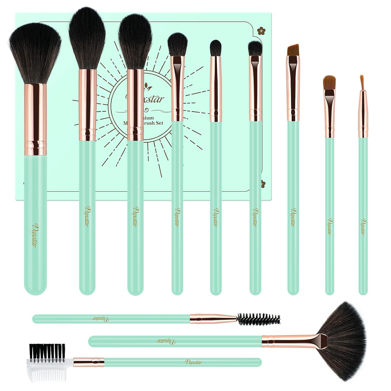 Makeup Brushes Set Professional - 12pcs Blue Make up Brush Set Foundation Eyebro...
