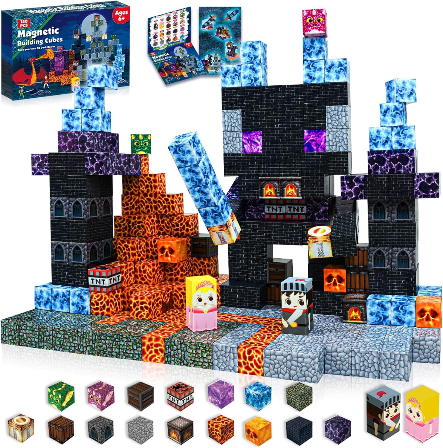 Goody King 150 PCS Magnetic Building Blocks Montessori Magnetic Toys, Build Magn...