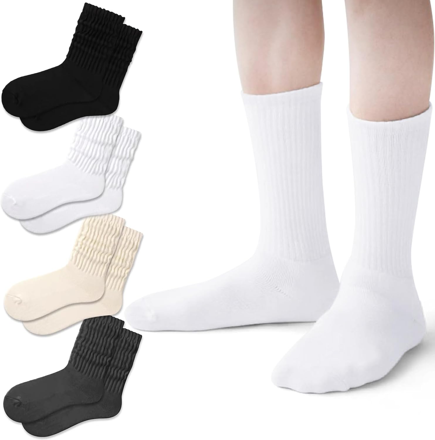 Crew Socks For Women Multipairs Cotton Cushioned Athletic Socks Retro Slouch Soc...