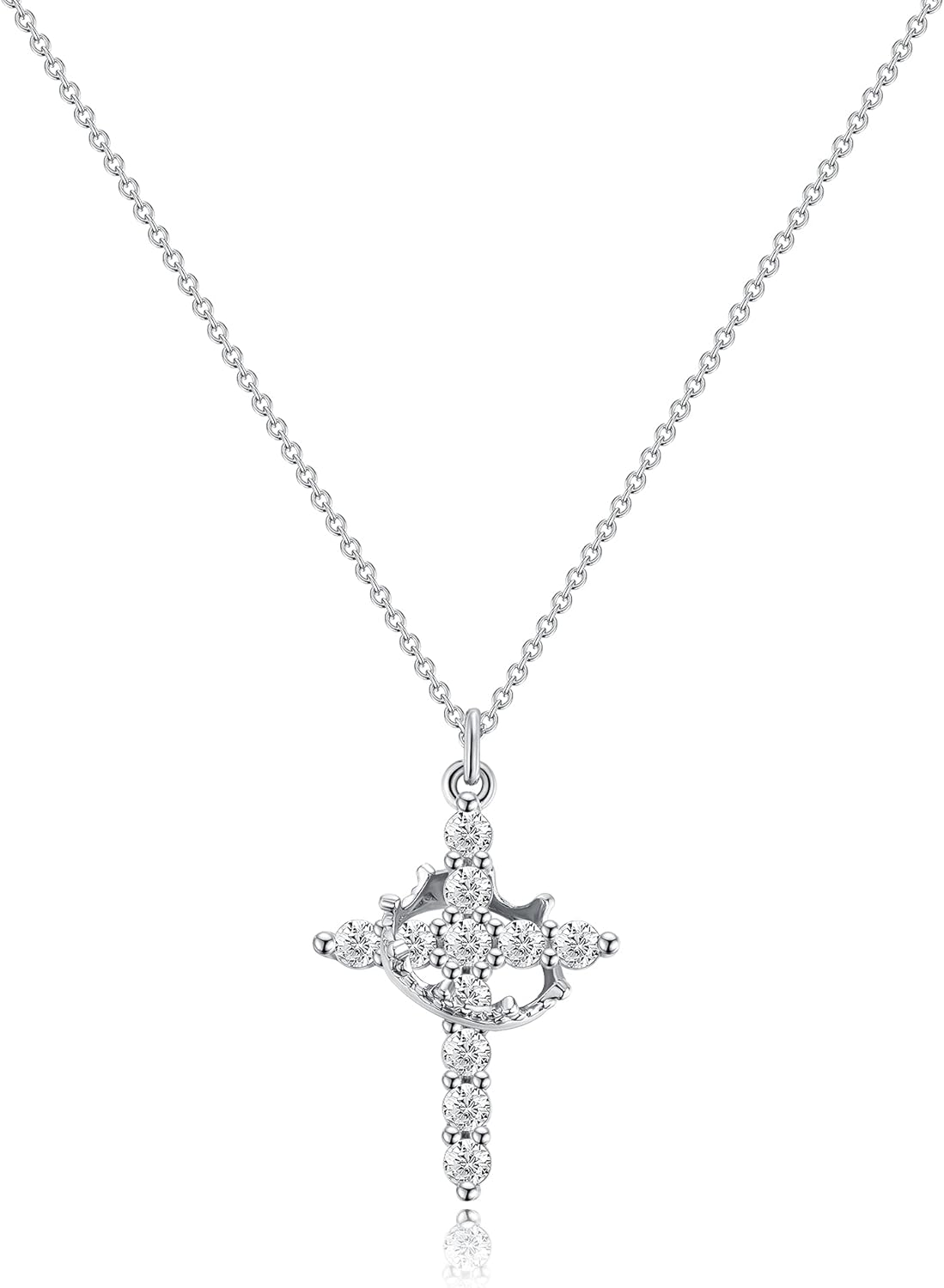 Tewiky Diamond Cross Necklace for women-Dainty 14k Gold Cubic Zirconia Pendant N...