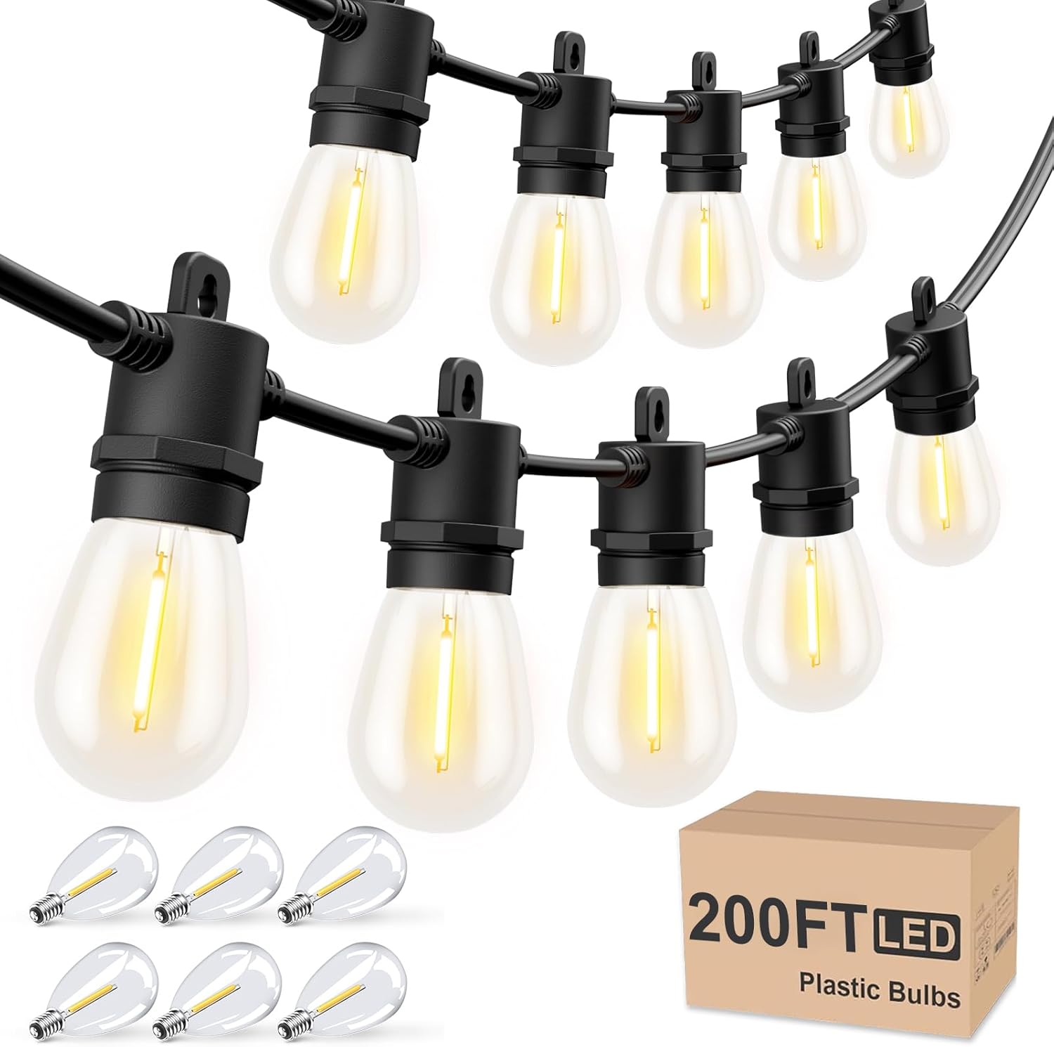 Svater Outdoor String Lights 200 FT, Patio Lights for Outside with Shatterproof...