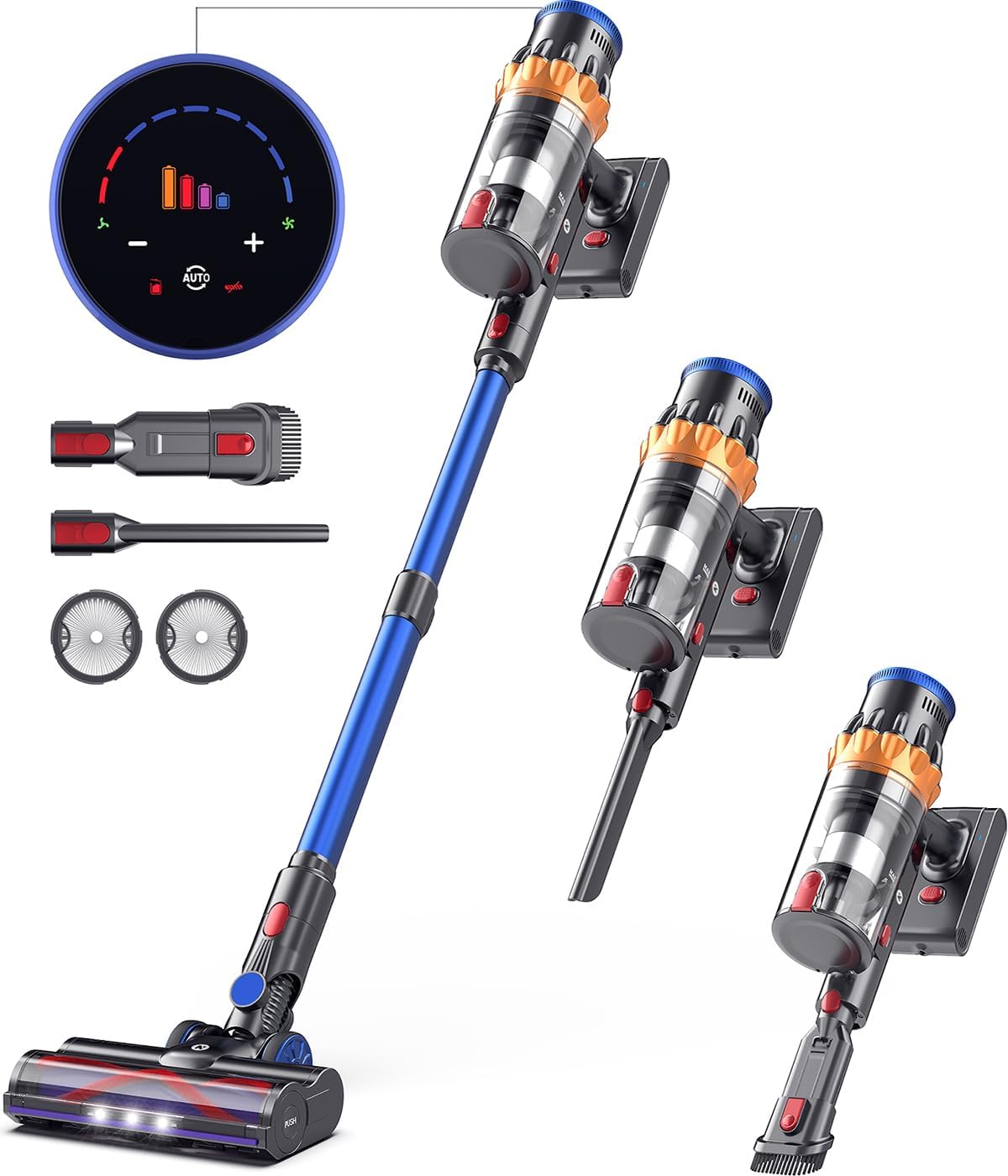 NADALY Cordless Vacuum Cleaner, 550W/45Kpa Stick Vacuum with Touch Screen, MAX 6...