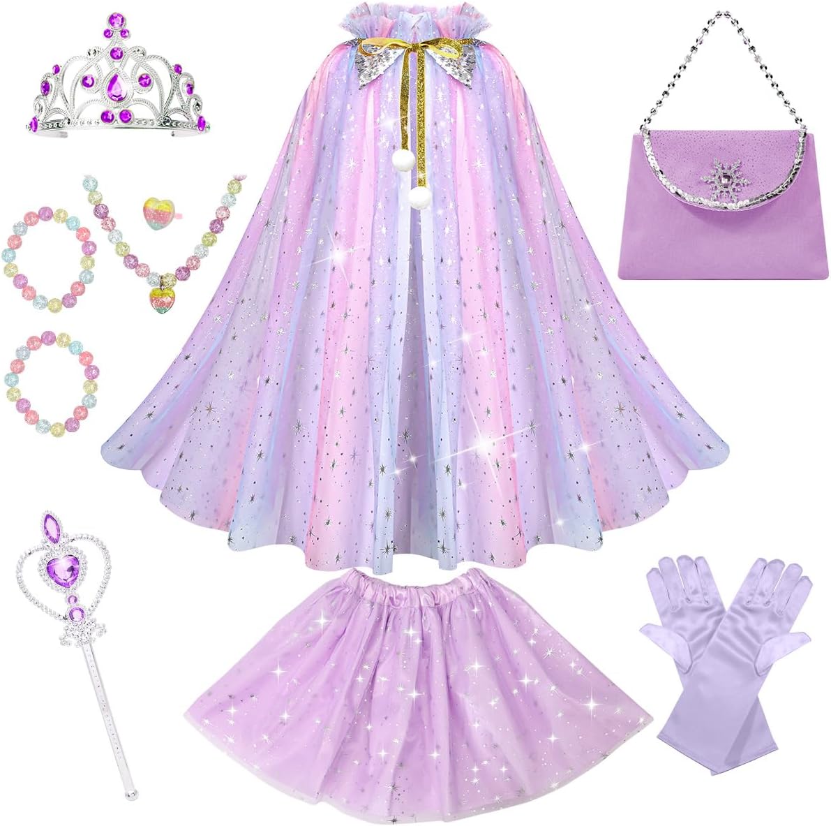 Meland Princess Dress up Clothes for Little Girl, 11Pcs Princess Cape with Crown...
