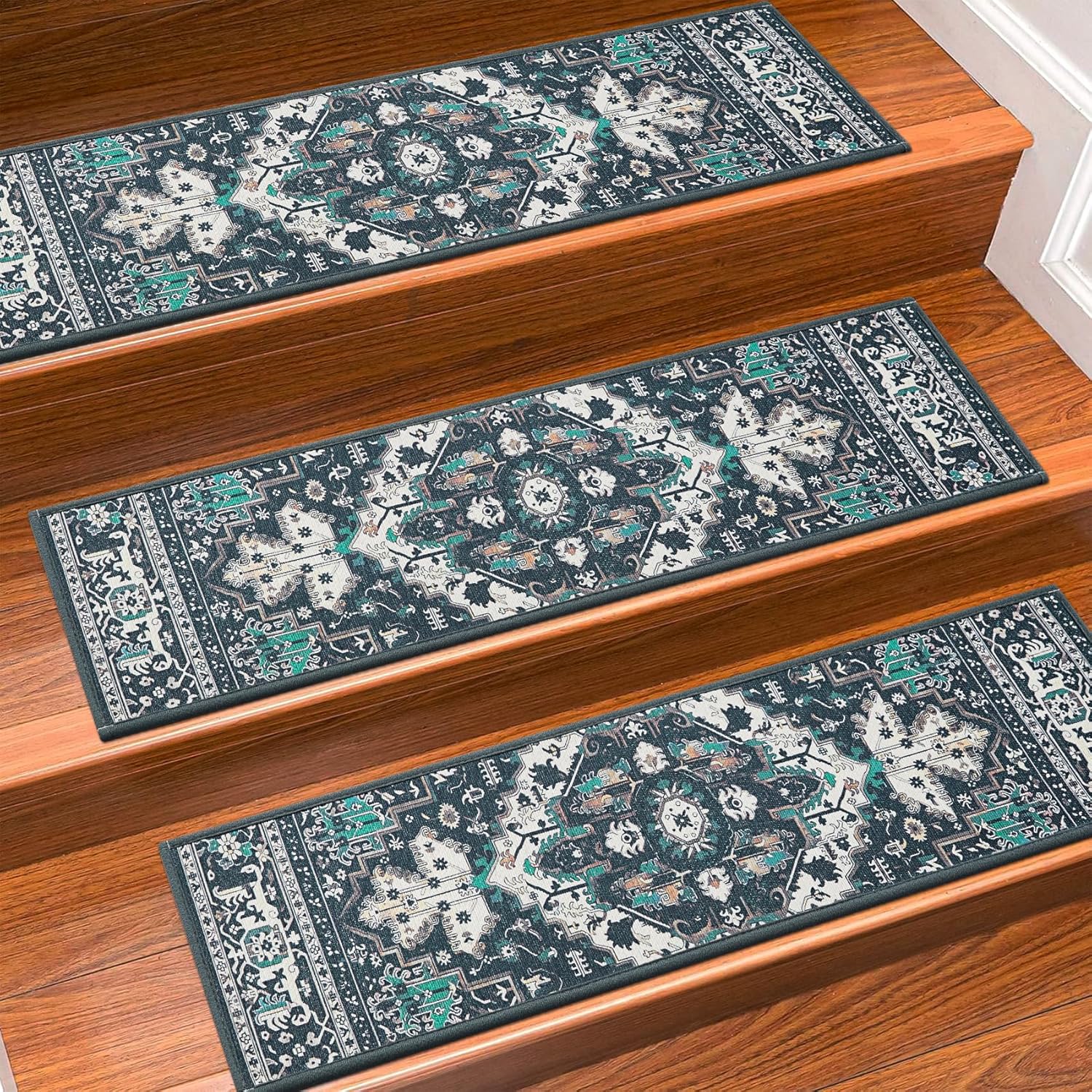 Stair Treads for Wooden Steps Indoor, 15 Pack 8" X 30" Non Slip Carpet Stair Tre...