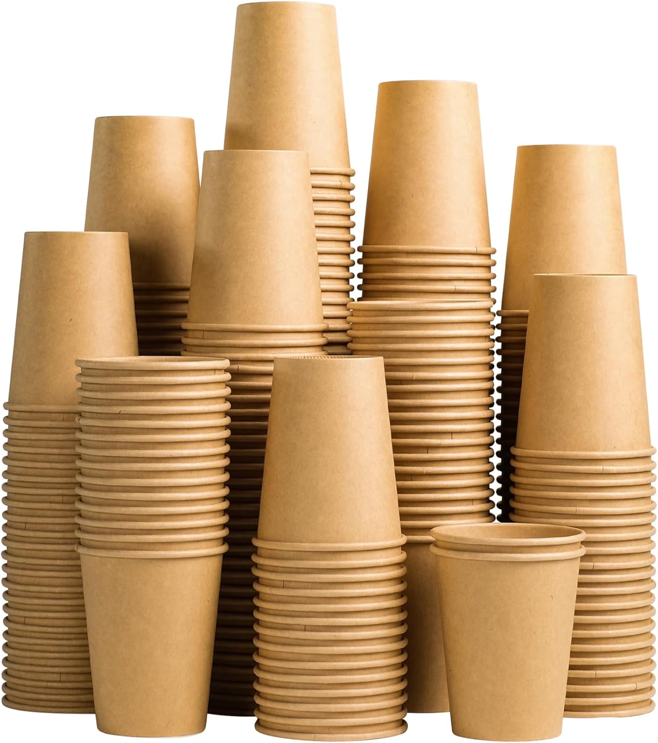 Lamosi 200 Pack 10 OZ Kraft Paper Cups, Brown Disposable Paper Coffee Cups, Biod...
